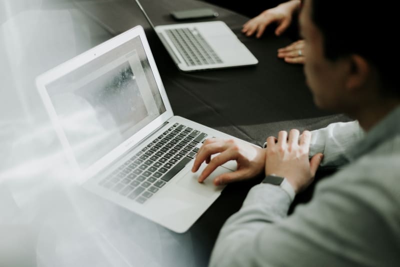 A man using a laptop